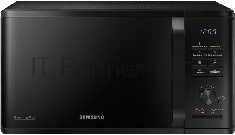 Микроволновая печь Samsung MG23K3515AK/BW черный, 23 л, 800 Вт, переключатели - кнопки, поворотный механизм