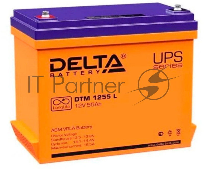 Батарея для ИБП Delta DTM 1255 L напряжение 12В, емкость 55А·ч (239x132x210мм)
