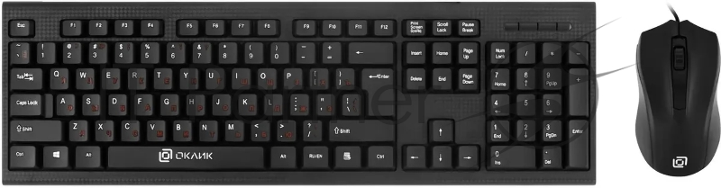 Комплект клавиатура+мышь Oklick 620M проводной, USB, 1200 DPI, чёрный