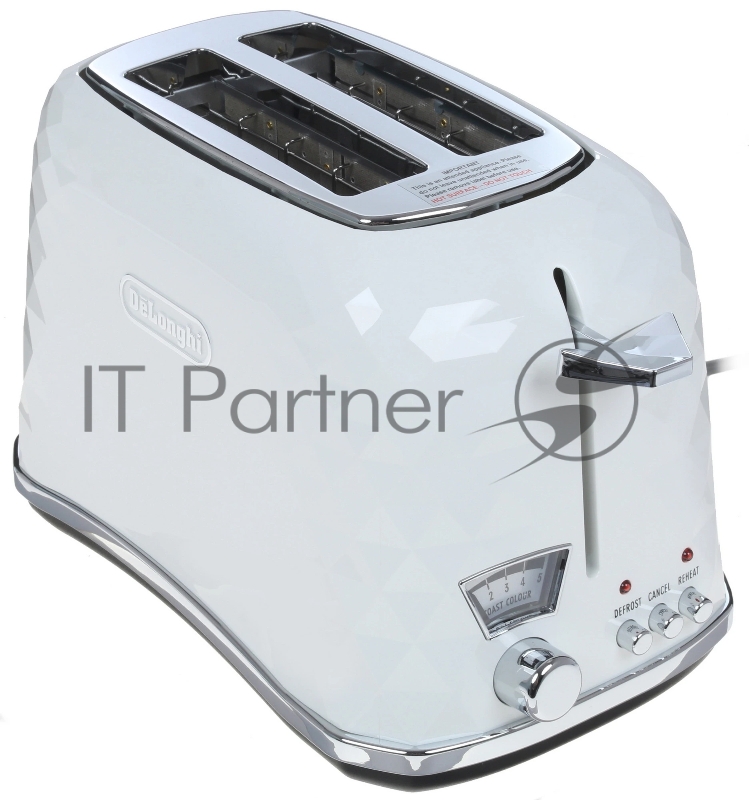 Тостер DeLonghi CTJ 2103 W белый, 900 Вт, 2 слота