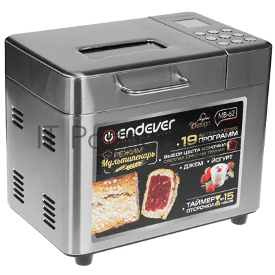 Хлебопечь Endever Skyline MB-62 нержавеющая сталь, 680 Вт, 1 кг, 19 программ