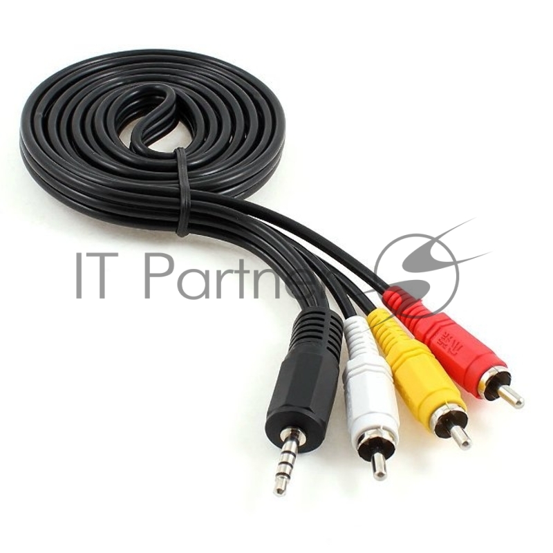 Кабель аудио/видео Cablexpert CCA-4P2R-2M, Jack3.5 4pin папа->3х RCA папа, 2м, черный