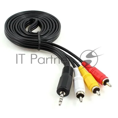 Кабель аудио/видео Cablexpert CCA-4P2R-2M, Jack3.5 4pin папа->3х RCA папа, 2м, черный