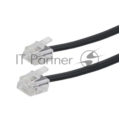 Кабель телефонный аппарат-розетка Cablexpert TC6P4C-5M-BK, 5 м черный
