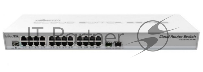 Коммутатор MikroTik CRS326-24G-2S+RM, 24×1 Гбит/с + 2×10 Гбит/с SFP+, управляемый