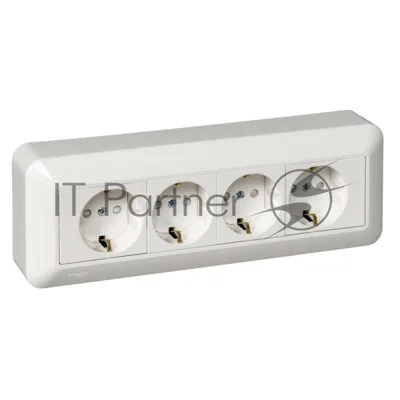 Розетка WESSEN RA16-411M-BIПрима Бел 4-я с/з с з/ш 16А наружная в сборе с монт.пласт.