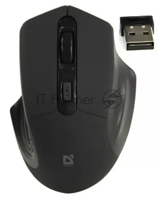 Мышь беспроводная Defender Datum MB-345 черный, 1600 dpi, радиоканал, USB, кнопки - 4