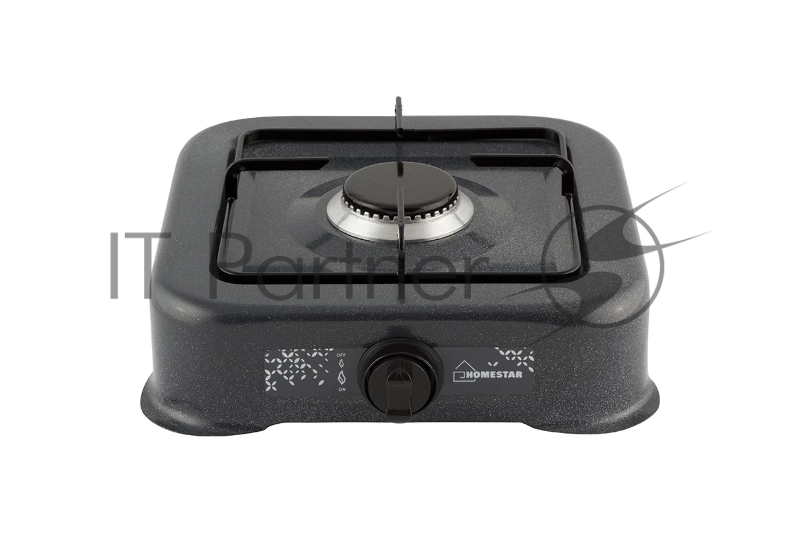 Плита настольная газовая Homestar HS-1201 чёрный, 3.2 кВт, газ, конфорки - 1, эмаль, поворотные переключатели