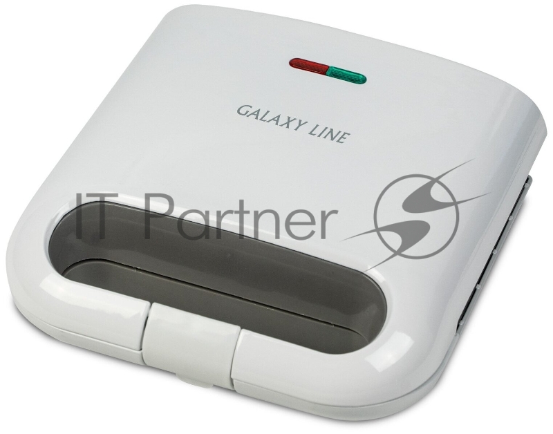 Сэндвич-тостер Galaxy Line GL 2962, белый, с несъемными пластинами, 800 Вт, индикаторы нагрева и сети, антипригарное покрытие рабочей поверхности, теплоизолированный корпус, прорезиненные ножки, препятствующие скольжению