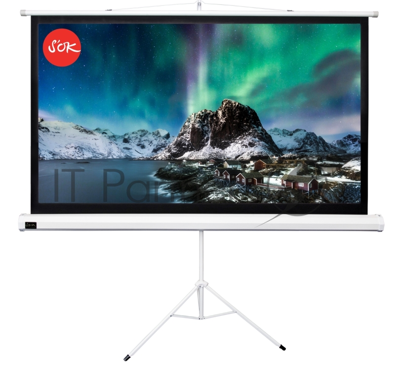 Экран 221x124.5см TriScreen 16:9 напольный рулонный белый100' Matt White (MW), серый корпус