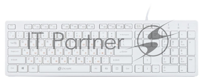 Клавиатура проводная Oklick 500M, USB, белый