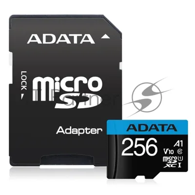 Флеш карта microSD 256Gb ADATA microSDHC Class 10 UHS-I A1 100/25 MB/s (SD адаптер)
