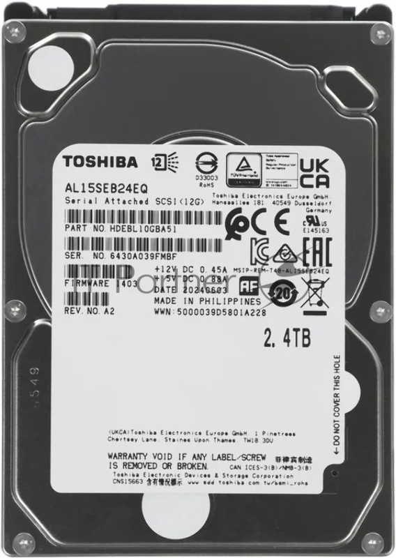 Жесткий диск HDD Toshiba Enterprise Performance 2.4Tb 10500rpm, SAS 128Mb 2.5"