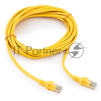 Патч-корд медный UTP Cablexpert PP10-5M/Y cat.5, 5м, литой, многожильный, желтый