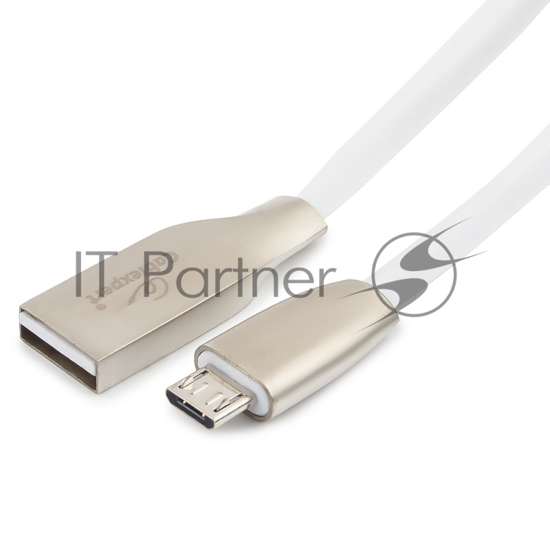 Кабель USB 2.0 Cablexpert CC-G-mUSB01W-1M, AM/microB, серия Gold, длина 1м, белый, блистер