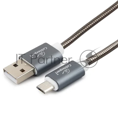 Кабель USB2.0 Cablexpert CC-G-mUSB02Gy-0.5M, AM/microB, серия Gold, длина 0.5м, титан, блистер