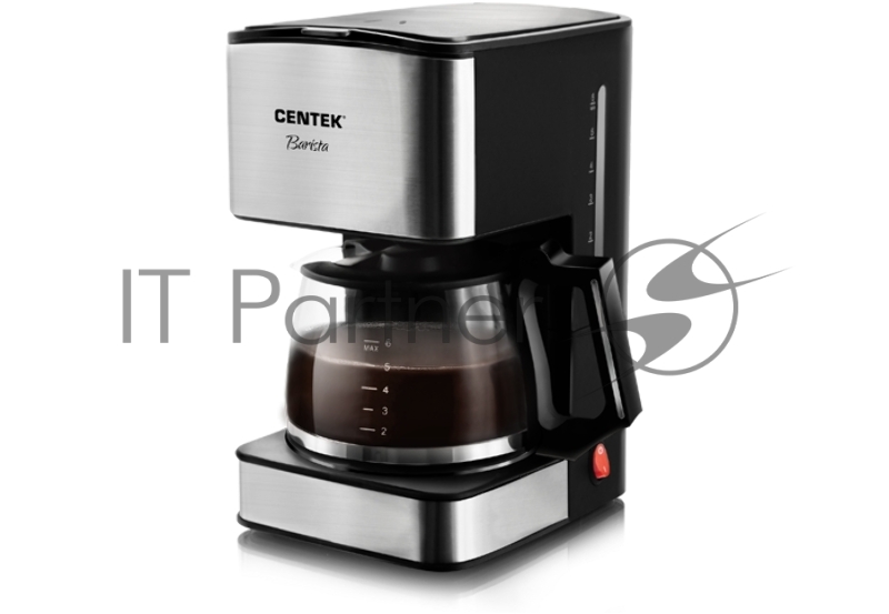 Кофеварка капельная Centek CT-1144 серебристый/черный, исп. кофе - молотый, 0.8 л, 680 Вт.