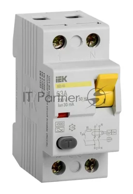Выключатель дифференциального тока (УЗО) IEK MDV10-2-063-030 ВД1-63 2Р 63А 30мА IEK