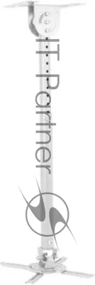 Универсальный потолочный комплект Wize WPC-W состоящий из крепления+штанги 61-96 cм+площадки к потолку для проектора, макс. расстояние между крепежн. отв. 370 мм, наклон +/-15°, поворот +/-15°, вращение 360°, до 12 кг, белый, рознич. упаковка