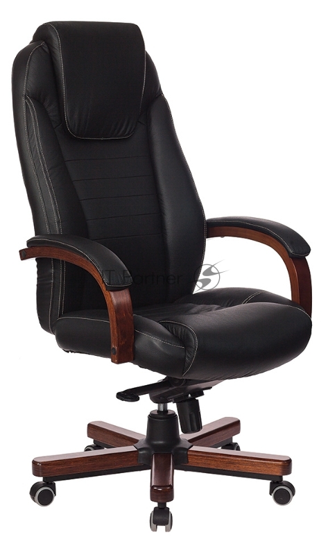 Кресло Бюрократ T-9923WALNUT/BLACK черный, кожа