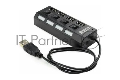 USB-концентратор Gembird UHB-243-AD, USB 2.0, USB 4 порта с подсветкой и выключателем, USB