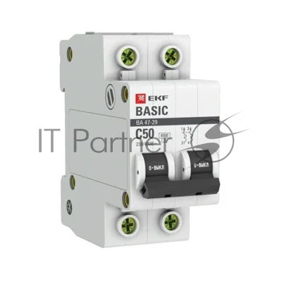 Выключатель автоматический EKF mcb4729-2-50C 2P 50А (C) 4,5кА ВА 47-29 Basic