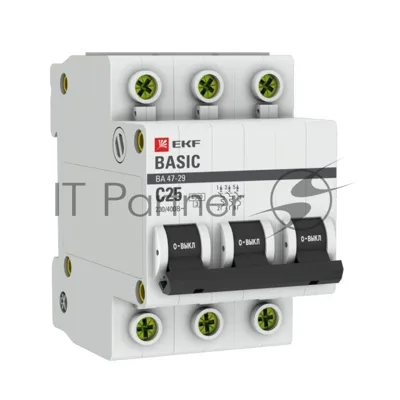 Выключатель автоматический EKF mcb4729-3-25C 3P 25А (C) 4,5кА ВА 47-29 Basic