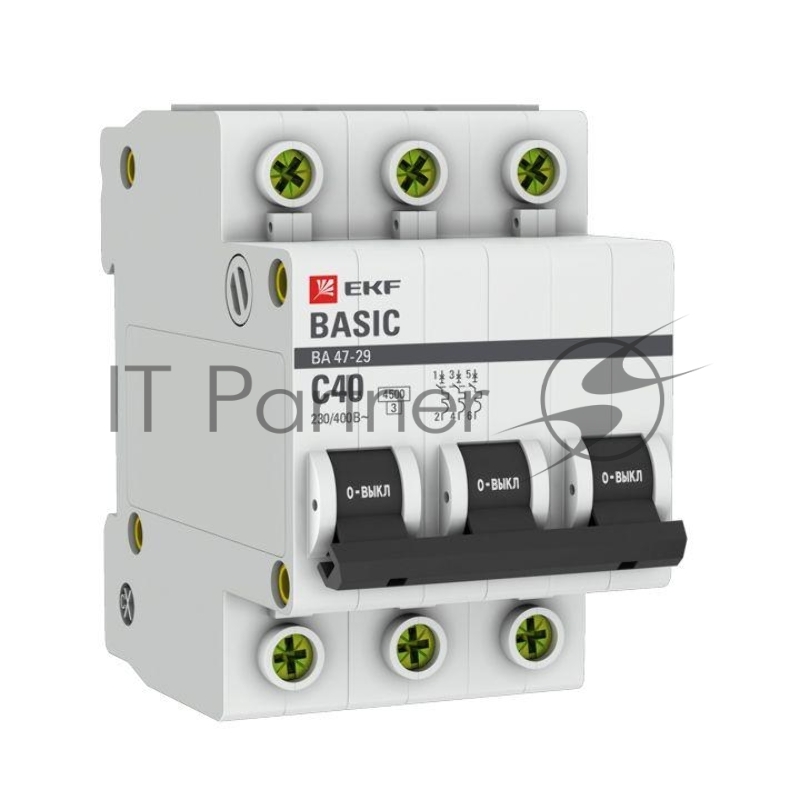Выключатель автоматический EKF mcb4729-3-40C 3P 40А (C) 4,5кА ВА 47-29 Basic