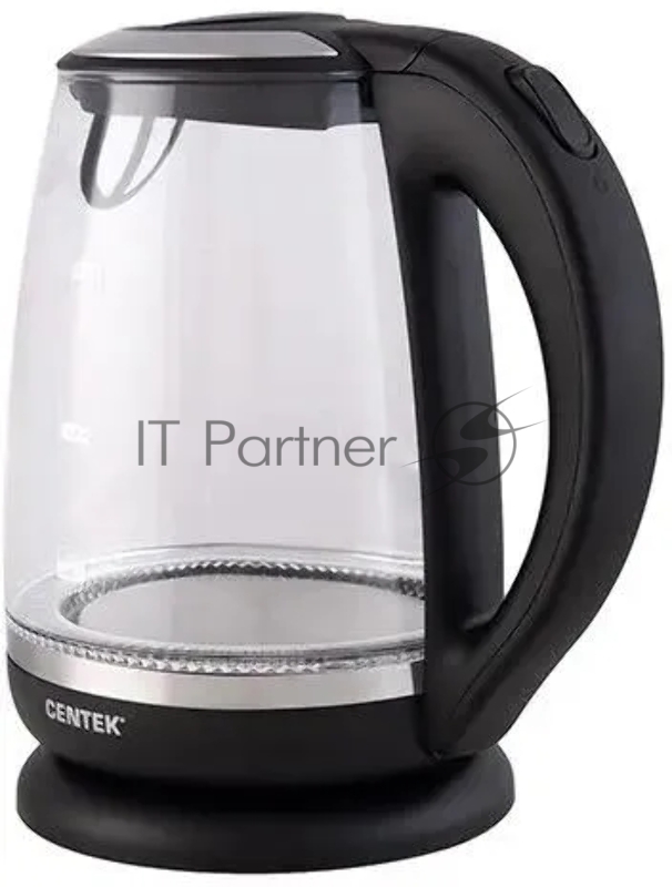 Электрочайник Centek CT-0015 черный/прозрачный, 2.0 л, 2200 Вт, скрытый нагревательный элемент