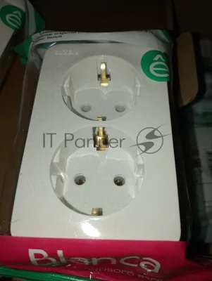 Розетка Schneider-electric BLNRA010201 Blanca О/У двойная с заземлением без шторок, 16А, 250В, белый