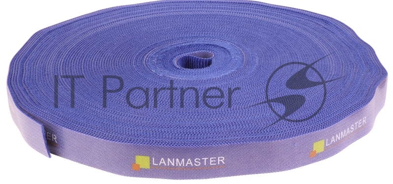 Хомут-липучка LANMASTER шириной 20 мм, 30 м, синий