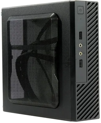 Компьютерный корпус Slim Case Powerman ME100S-BK front fan 4cm, 120W adapter, Mini ITX, VESA