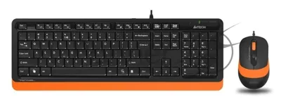 Комплект клавиатура+мышь A4Tech FStyler F1010 проводной, USB, 1600 DPI, чёрный/оранжевый