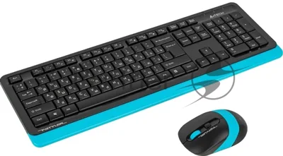 Комплект клавиатура+мышь A4Tech FStyler FG1010 беспроводной, USB, 2000 DPI, чёрный/синий