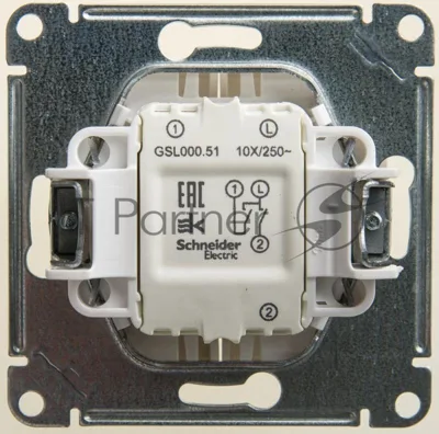 Механизм выключателя 2-кл. СП Glossa сх.5 10А IP20 10AX перламутр SchE GSL000651