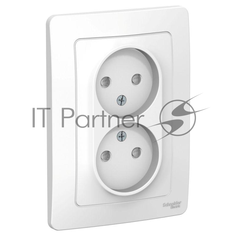 Розетка 2-м СП Blanca 16А 250В защ. шторки без заземл. бел. SchE BLNRS000121