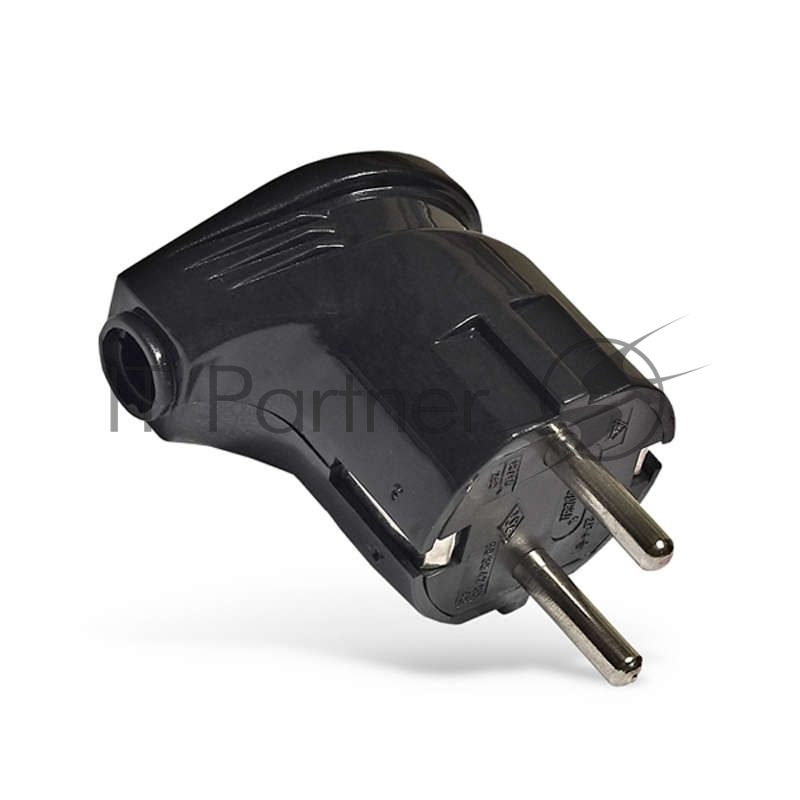 Вилка электрич. с заземл. угл. черный 16А 250В (еврослот) UNIVersal А0105