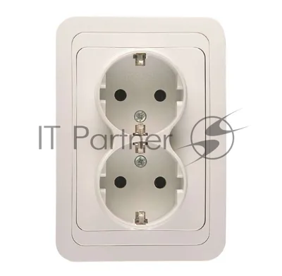 Розетка Makel 2-м СП Mimoza 16А IP20 с заземл. бел./бел.