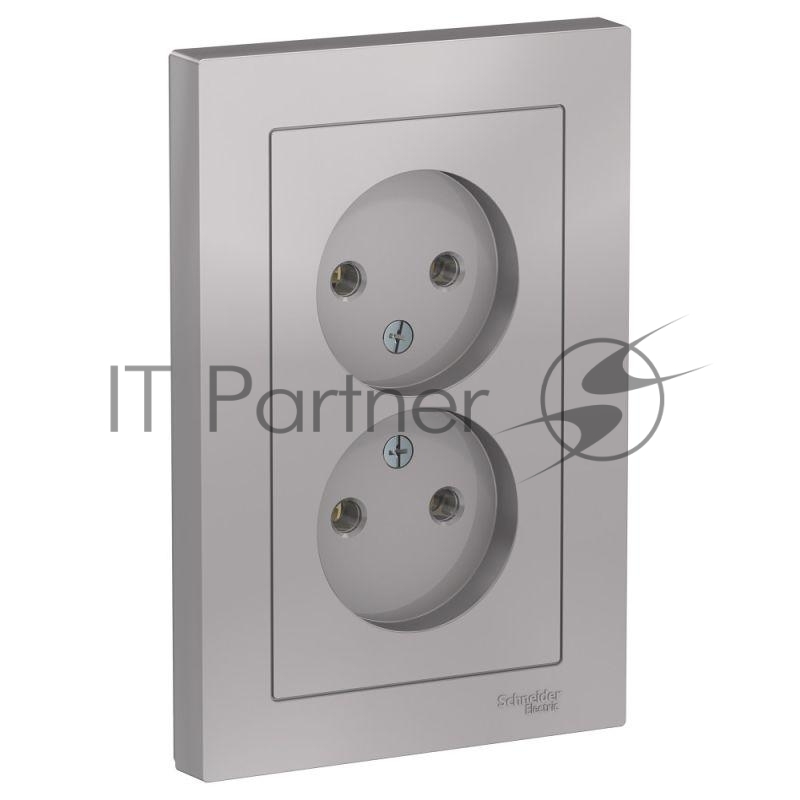 Розетка 2-м ATLAS DESIGN без заземл. 16А в сборе алюм. SchE ATN000320