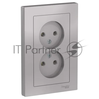 Розетка 2-м ATLAS DESIGN без заземл. 16А в сборе алюм. SchE ATN000320