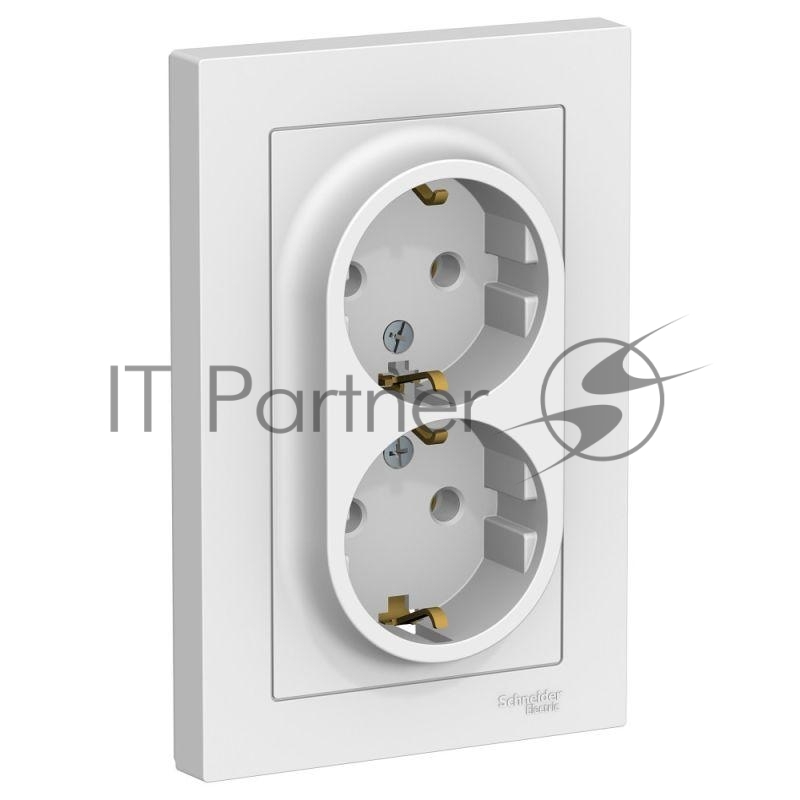 Розетка 2-м AtlasDesign с заземл. 16А в сборе белый SchE ATN000124