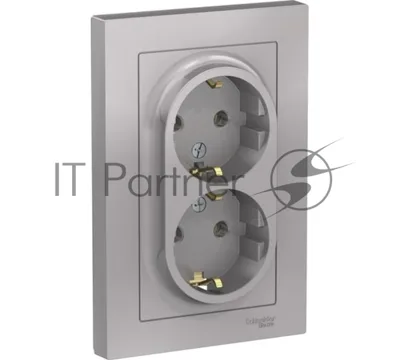 Розетка 2-м AtlasDesign с заземл. 16А в сборе алюм. SchE ATN000324