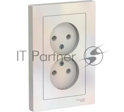 Розетка 2-м AtlasDesign без заземл. 16А в сборе жемчуг SchE ATN000420