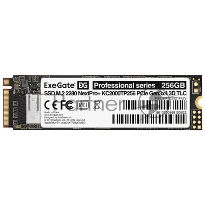 Накопитель SSD ExeGate NextPro+ KC2000TP256, 256Gb, M.2 2280, PCIe 3.0 x4, NVMe, R/W 1500/900
