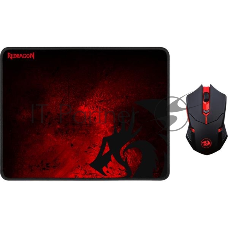 Мышь беспроводная + коврик Defender Redragon M601WL-BA черный, 2400 dpi, радиоканал, USB, кнопки - 6