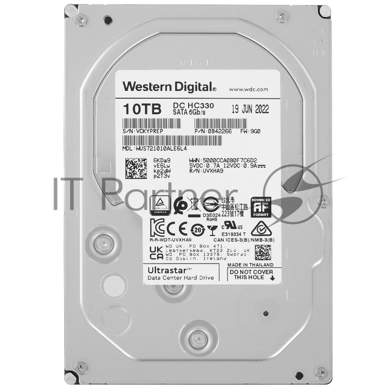 Жесткий диск Western Digital SATA 10Tb 7200RPM 6Gb/S 256MB DC HC330 0B42266