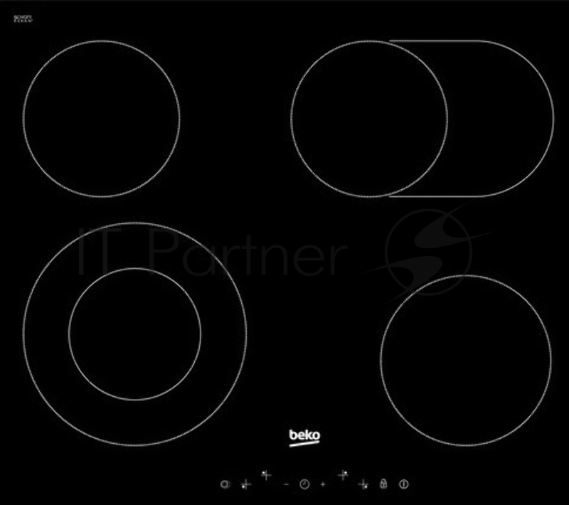 Электрическая варочная поверхность Beko HIC64403T, 4 конфорки, с зоной расширения, стеклокерамика, 6900 Вт