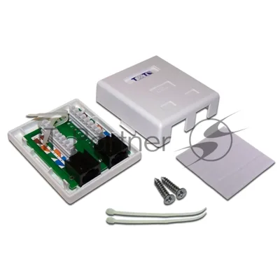 Настенная розетка, 2 порта RJ-45 категории 6, UTP, белая